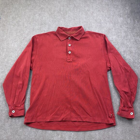 Orvis Mens Long Sleeve 1/4 Button Hardware Button Cuffed Heavy Shirt Red Size L - Picture 1 of 13